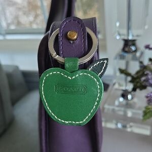 COACH Green Italian Leather Apple Key Charm